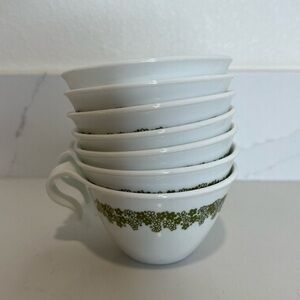 Elegant White and Green Floral Teacup Set